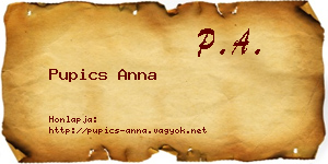 Pupics Anna névjegykártya